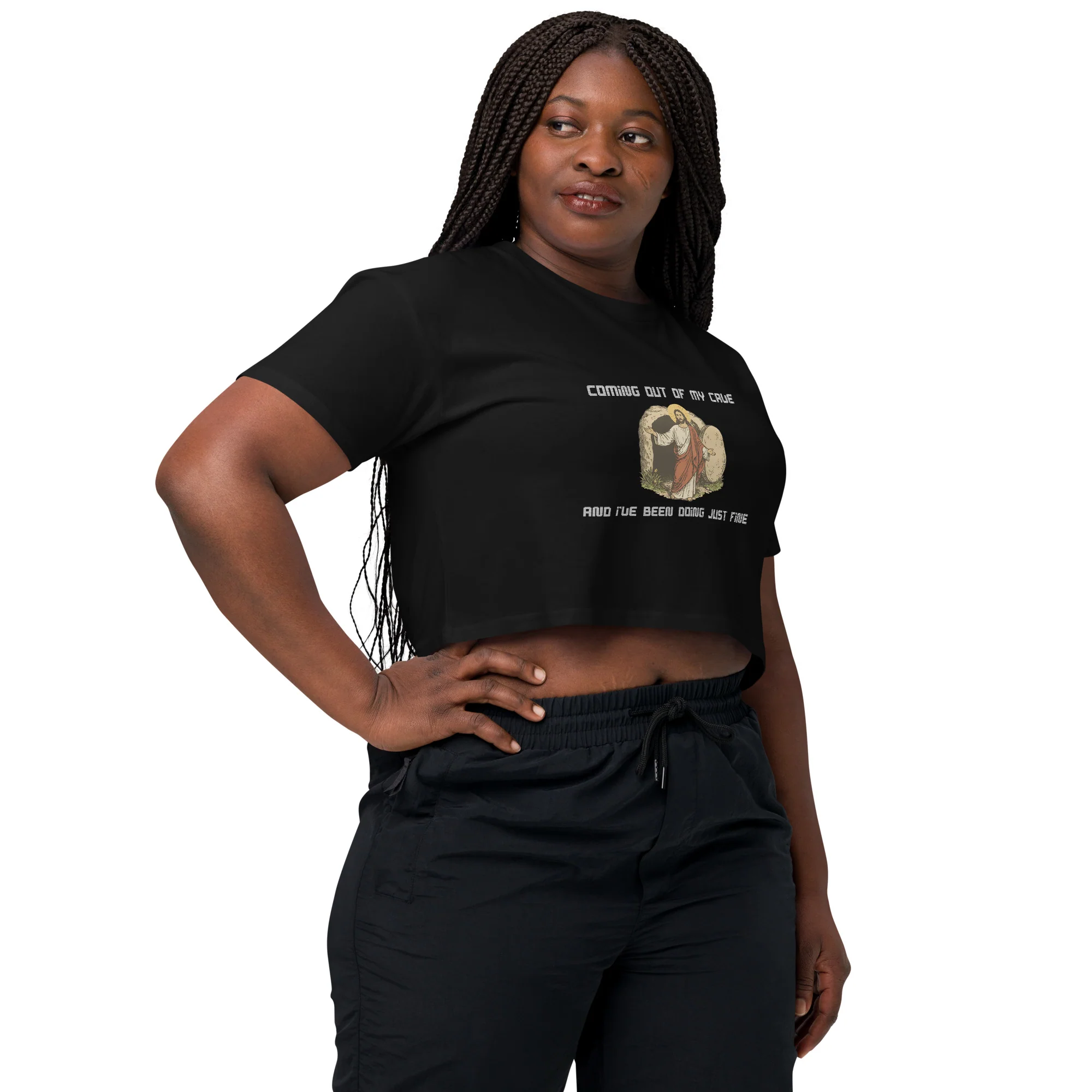 Coming out of my Cave and I've been doing just fine Women’s crop top - Image 6