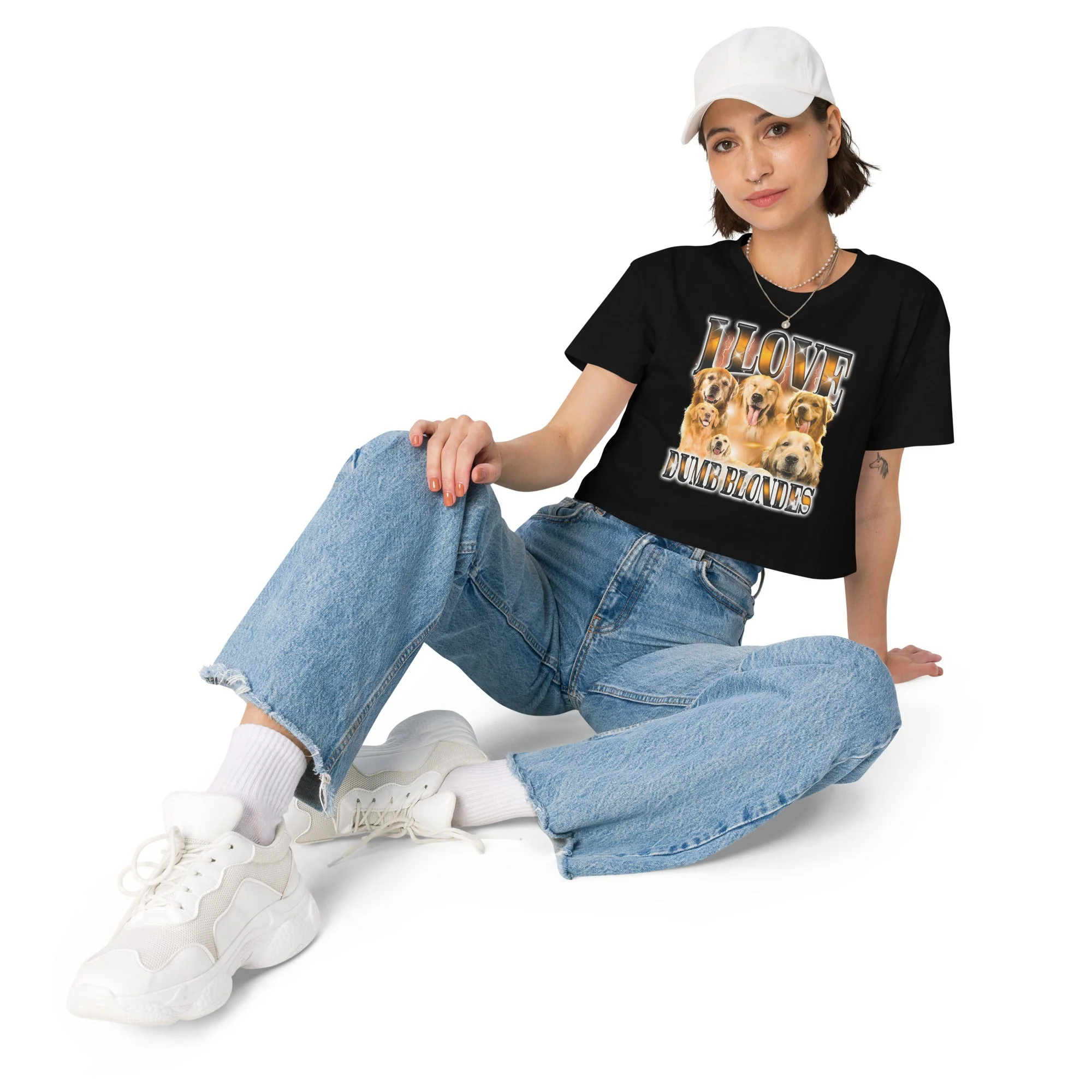 I Love Dumb Blondes Women’s crop top - Image 6