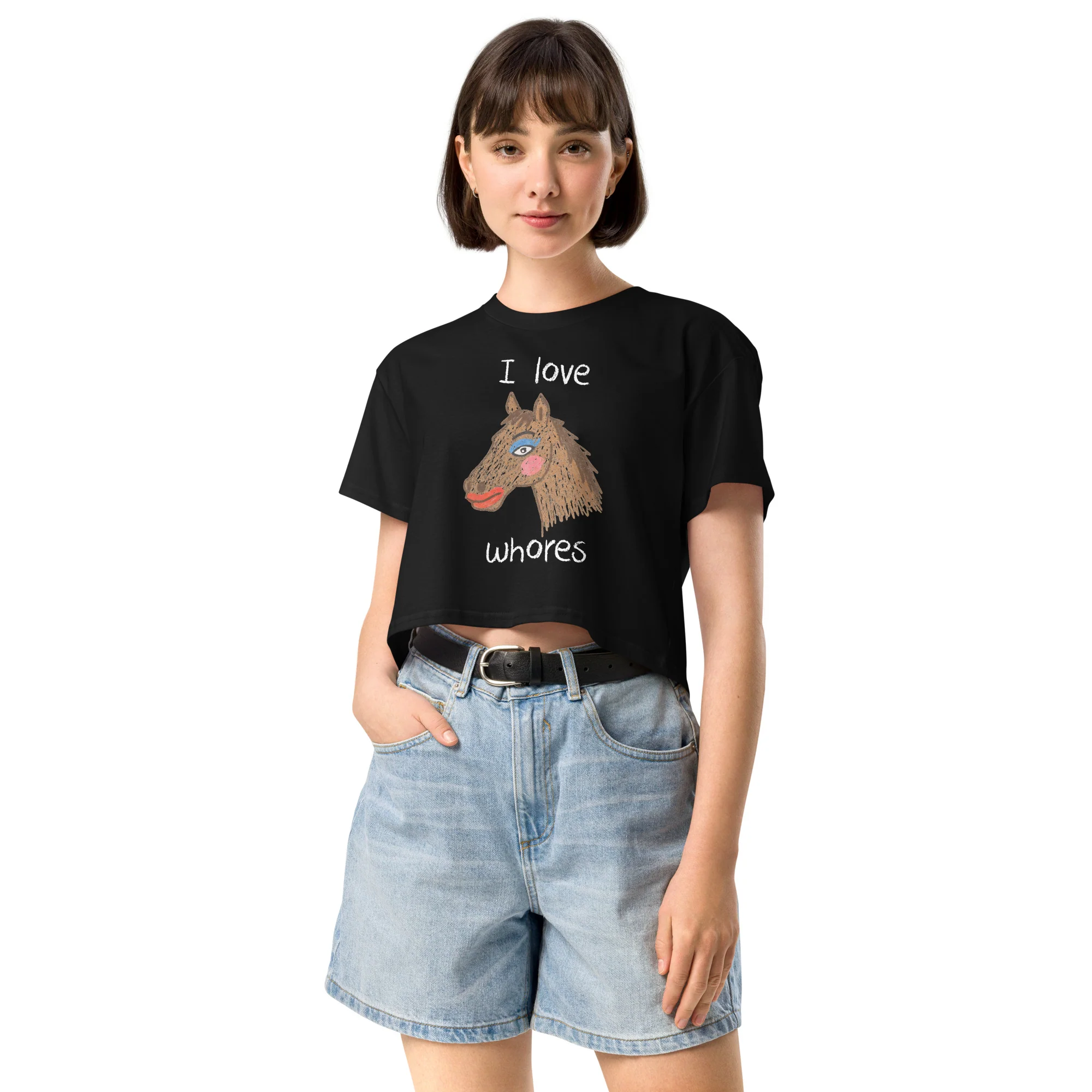 I Love Whores Women’s crop top - Image 7