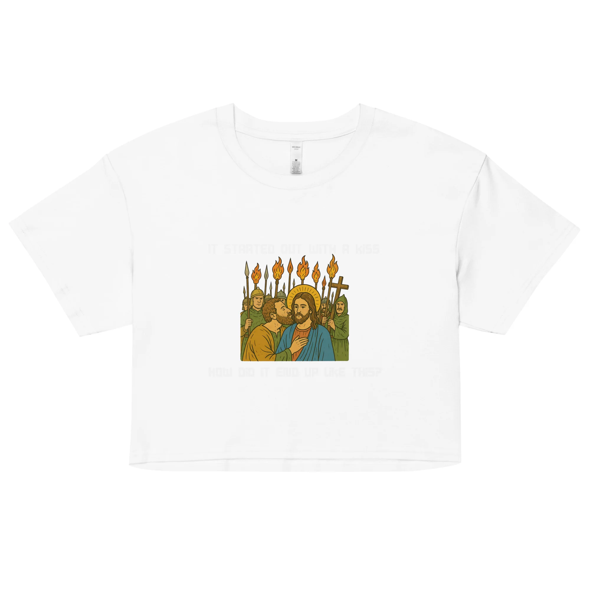 It was only a kiss How did it end up like this Jesus & Judas Women’s crop top - Image 5